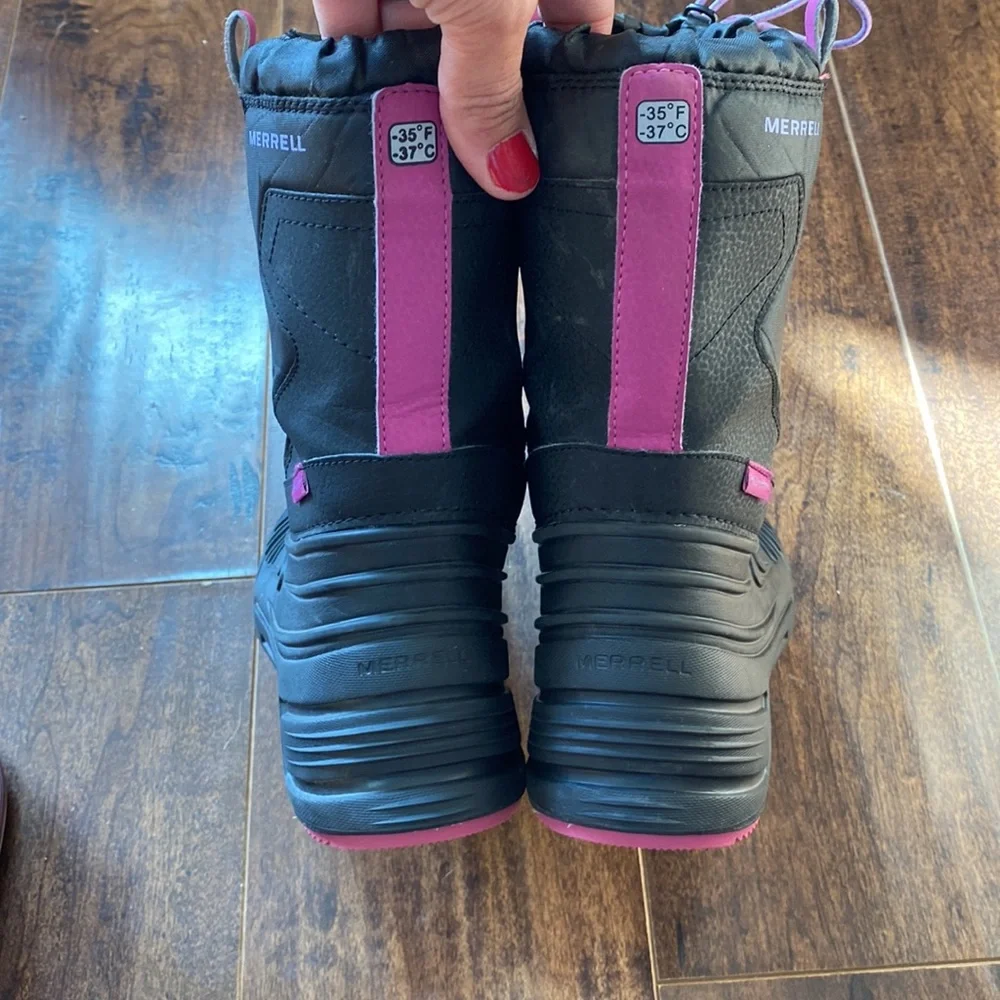Merrell Black and Pink Kids Rain & Snow Boots - Picture 6 of 10